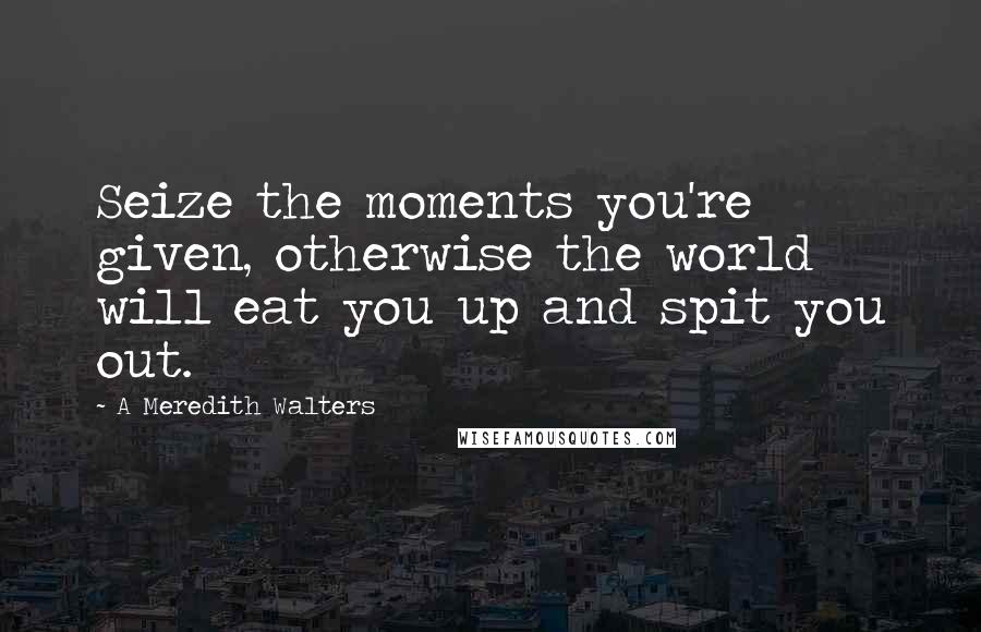 A Meredith Walters Quotes: Seize the moments you're given, otherwise the world will eat you up and spit you out.