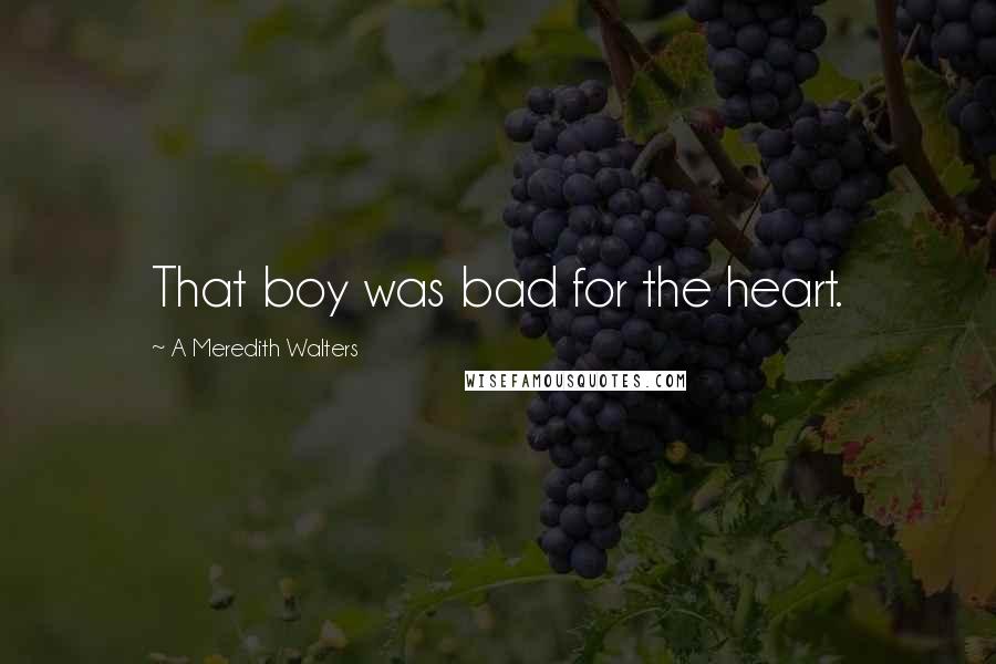 A Meredith Walters Quotes: That boy was bad for the heart.