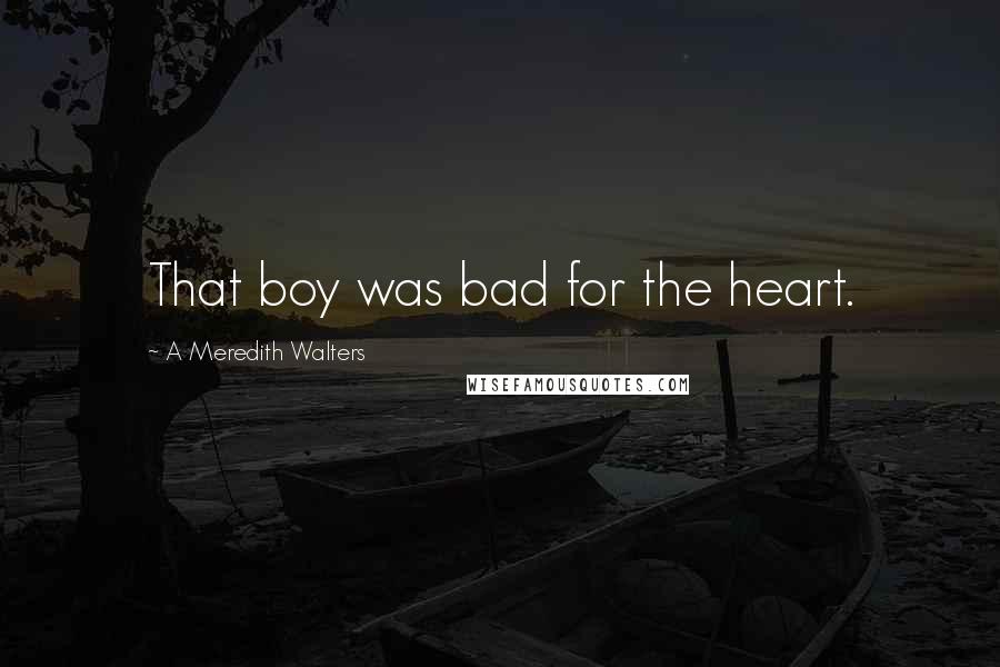 A Meredith Walters Quotes: That boy was bad for the heart.