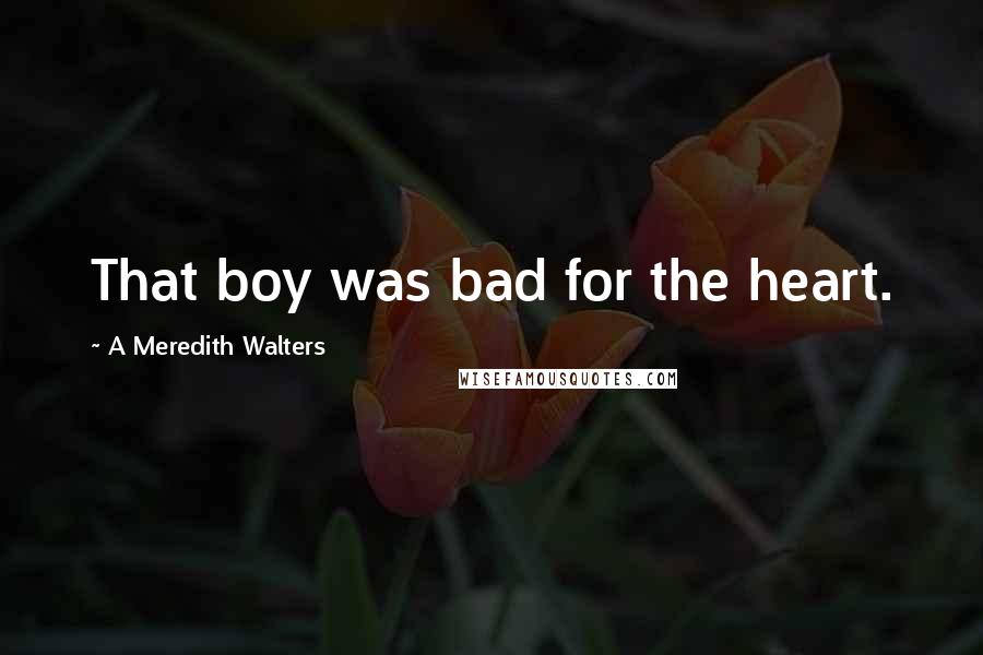 A Meredith Walters Quotes: That boy was bad for the heart.