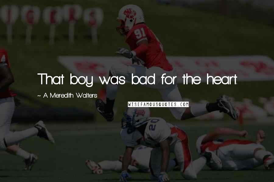 A Meredith Walters Quotes: That boy was bad for the heart.