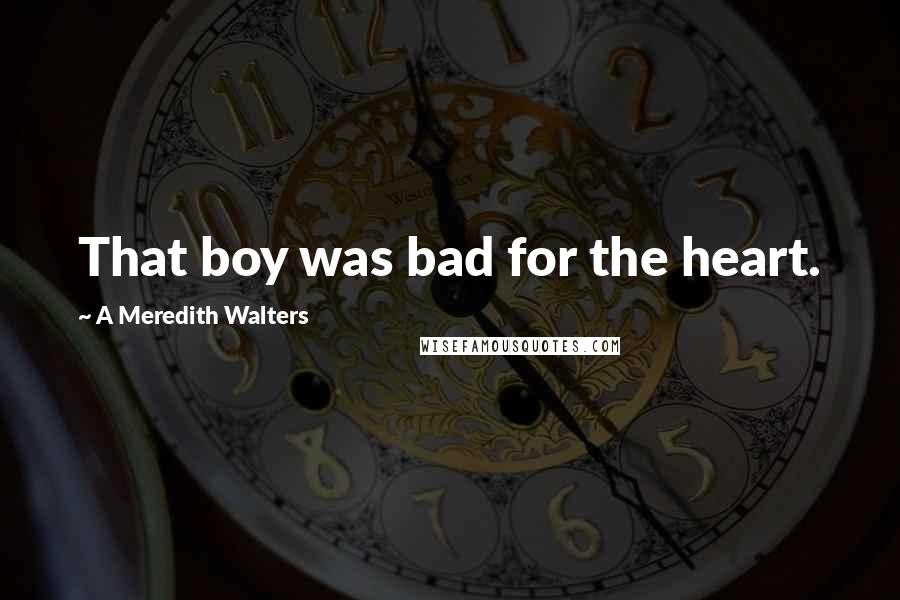 A Meredith Walters Quotes: That boy was bad for the heart.