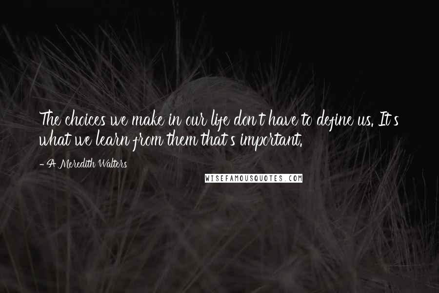 A Meredith Walters Quotes: The choices we make in our life don't have to define us. It's what we learn from them that's important.
