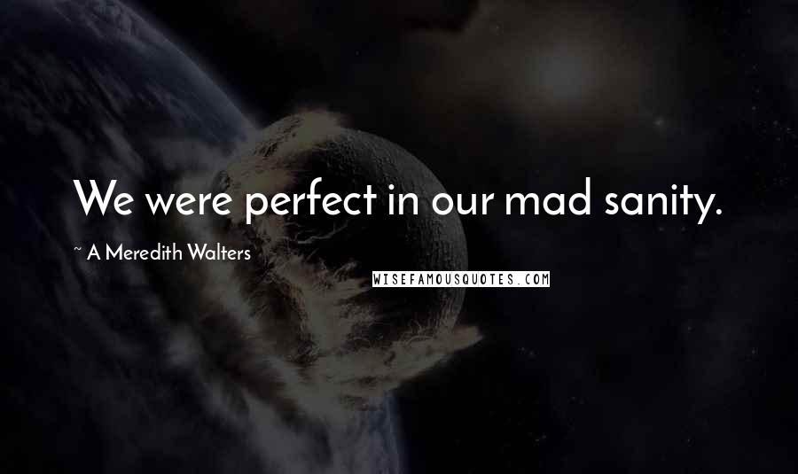 A Meredith Walters Quotes: We were perfect in our mad sanity.