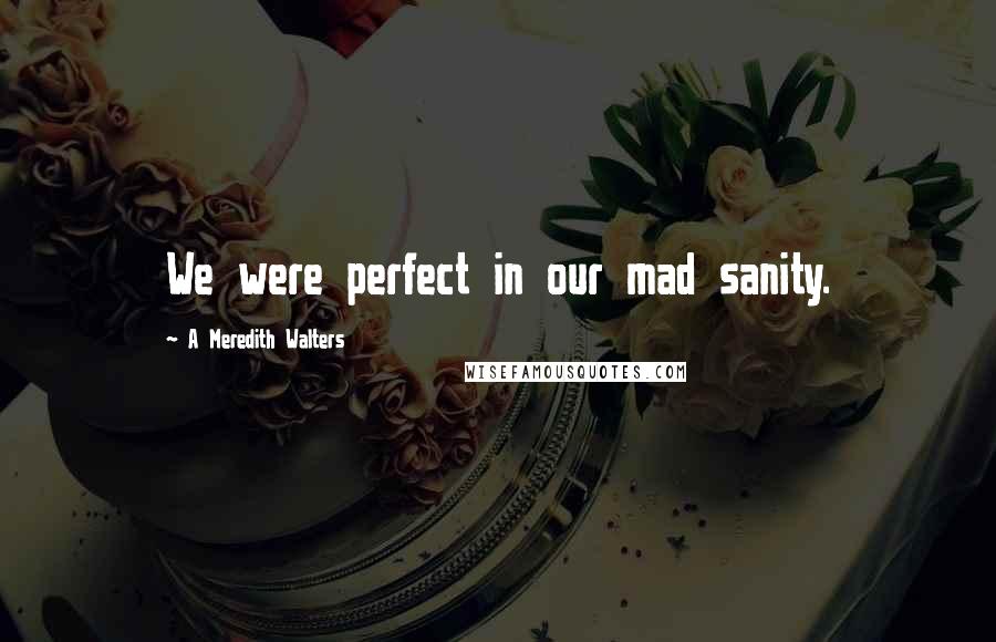 A Meredith Walters Quotes: We were perfect in our mad sanity.