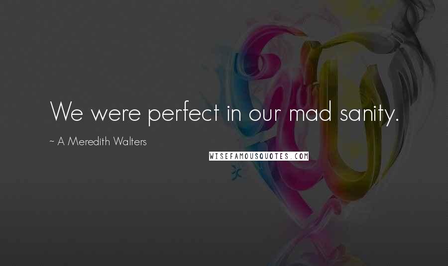 A Meredith Walters Quotes: We were perfect in our mad sanity.