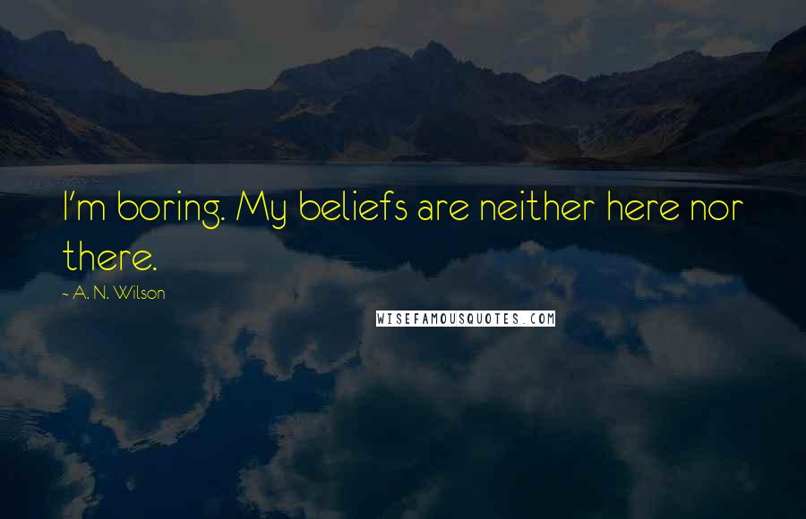 A. N. Wilson Quotes: I'm boring. My beliefs are neither here nor there.