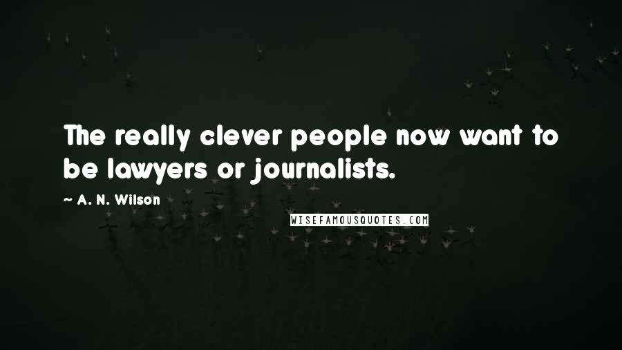 A. N. Wilson Quotes: The really clever people now want to be lawyers or journalists.