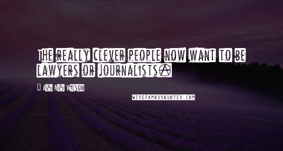 A. N. Wilson Quotes: The really clever people now want to be lawyers or journalists.