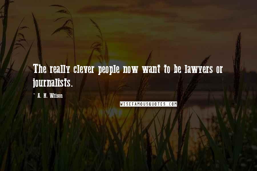 A. N. Wilson Quotes: The really clever people now want to be lawyers or journalists.