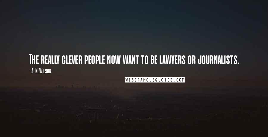 A. N. Wilson Quotes: The really clever people now want to be lawyers or journalists.