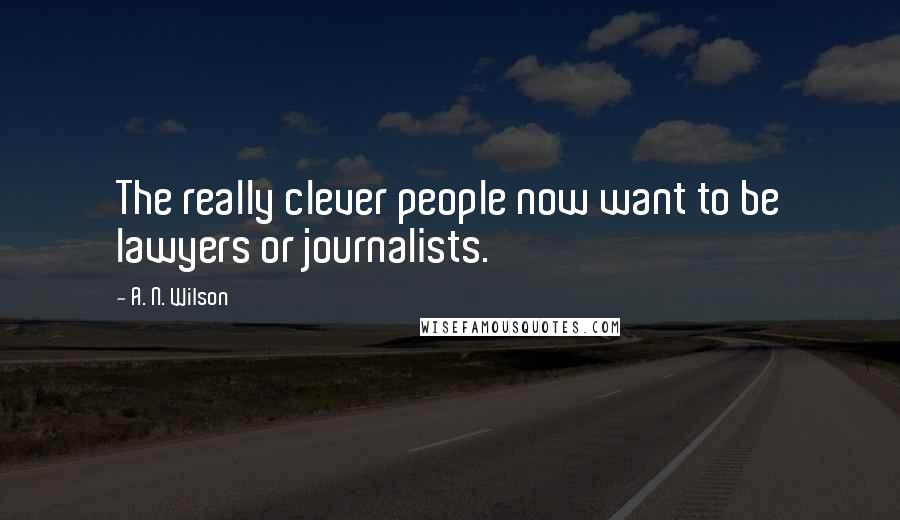 A. N. Wilson Quotes: The really clever people now want to be lawyers or journalists.