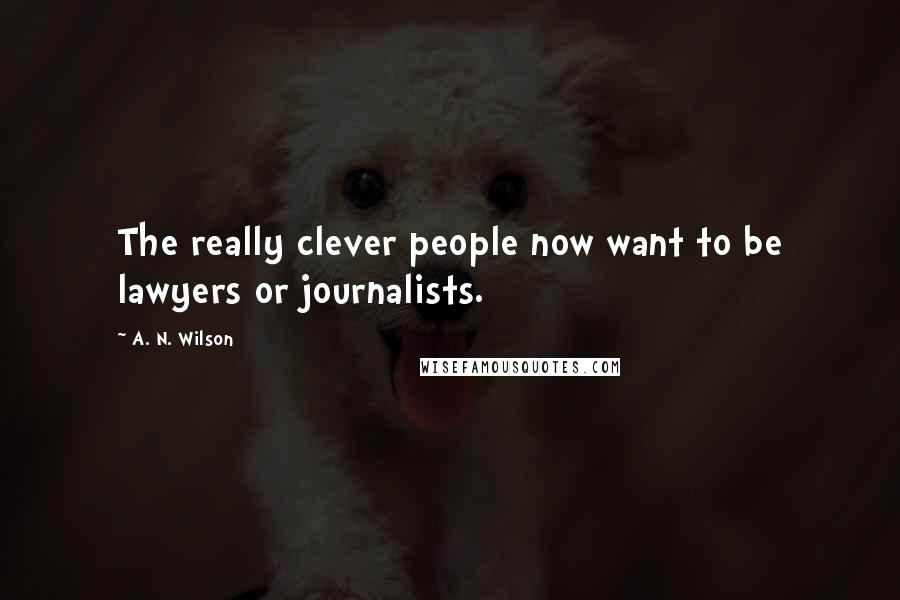 A. N. Wilson Quotes: The really clever people now want to be lawyers or journalists.
