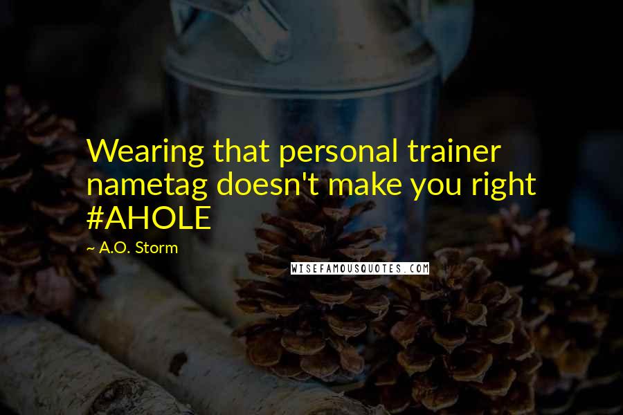 A.O. Storm Quotes: Wearing that personal trainer nametag doesn't make you right #AHOLE