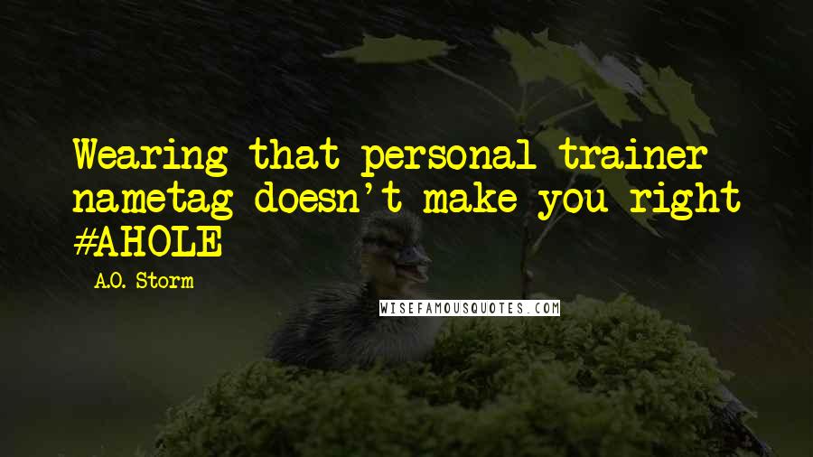 A.O. Storm Quotes: Wearing that personal trainer nametag doesn't make you right #AHOLE