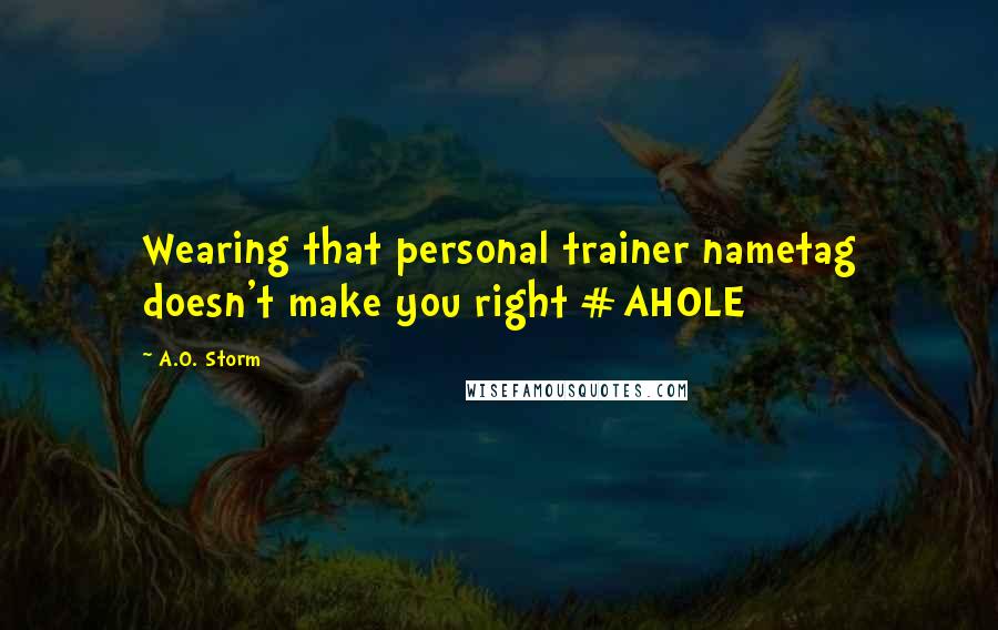 A.O. Storm Quotes: Wearing that personal trainer nametag doesn't make you right #AHOLE