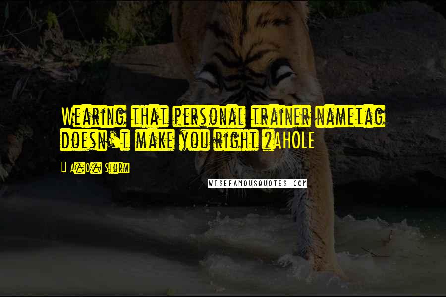 A.O. Storm Quotes: Wearing that personal trainer nametag doesn't make you right #AHOLE