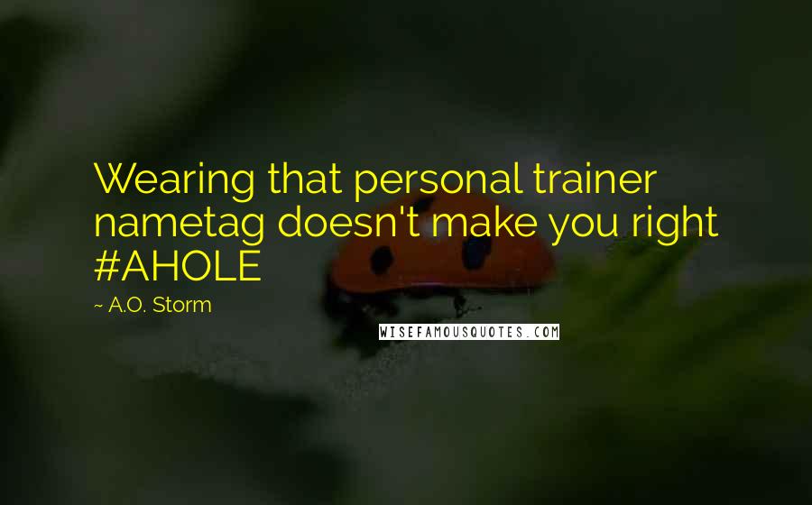 A.O. Storm Quotes: Wearing that personal trainer nametag doesn't make you right #AHOLE