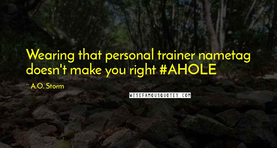 A.O. Storm Quotes: Wearing that personal trainer nametag doesn't make you right #AHOLE