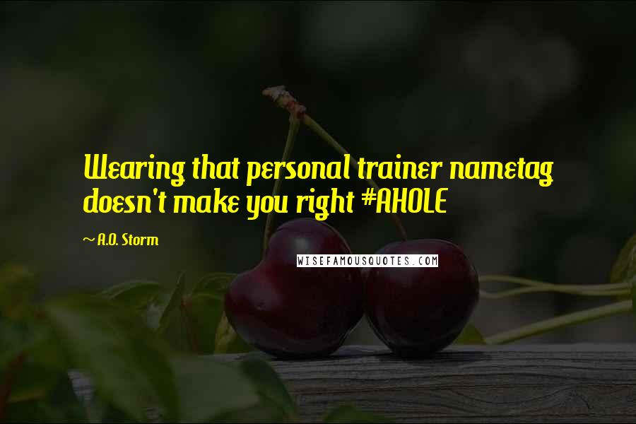 A.O. Storm Quotes: Wearing that personal trainer nametag doesn't make you right #AHOLE