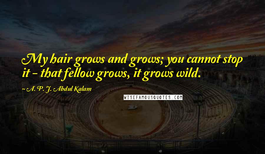 A. P. J. Abdul Kalam Quotes: My hair grows and grows; you cannot stop it - that fellow grows, it grows wild.