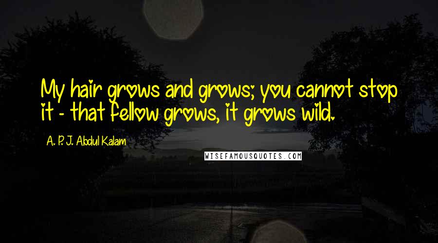 A. P. J. Abdul Kalam Quotes: My hair grows and grows; you cannot stop it - that fellow grows, it grows wild.