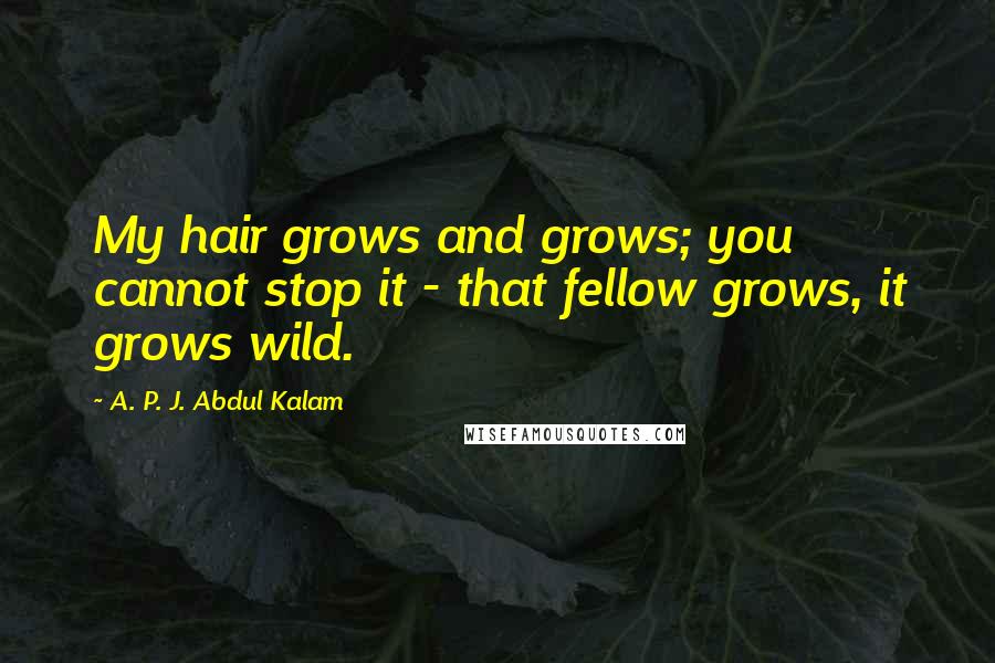 A. P. J. Abdul Kalam Quotes: My hair grows and grows; you cannot stop it - that fellow grows, it grows wild.