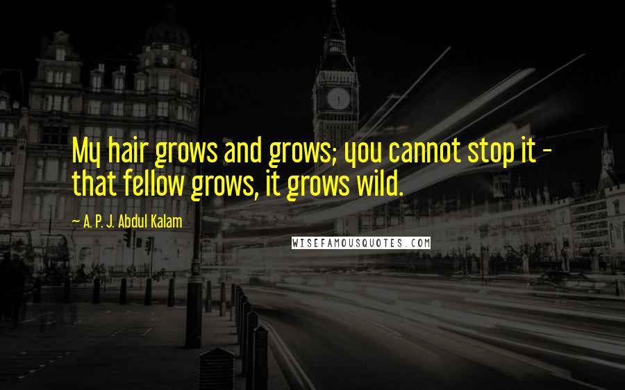 A. P. J. Abdul Kalam Quotes: My hair grows and grows; you cannot stop it - that fellow grows, it grows wild.