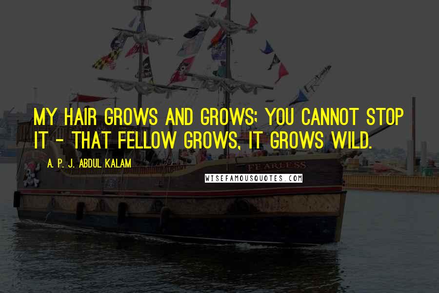 A. P. J. Abdul Kalam Quotes: My hair grows and grows; you cannot stop it - that fellow grows, it grows wild.