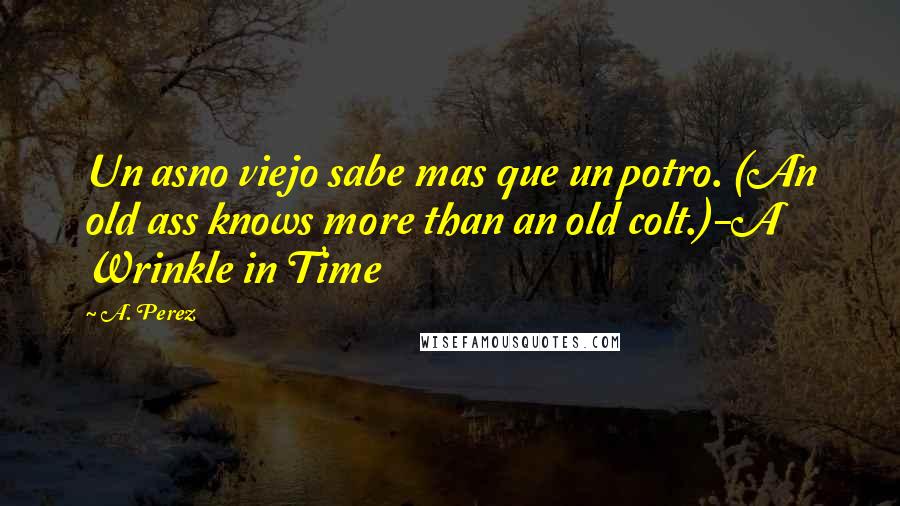 A. Perez Quotes: Un asno viejo sabe mas que un potro. (An old ass knows more than an old colt.)-A Wrinkle in Time