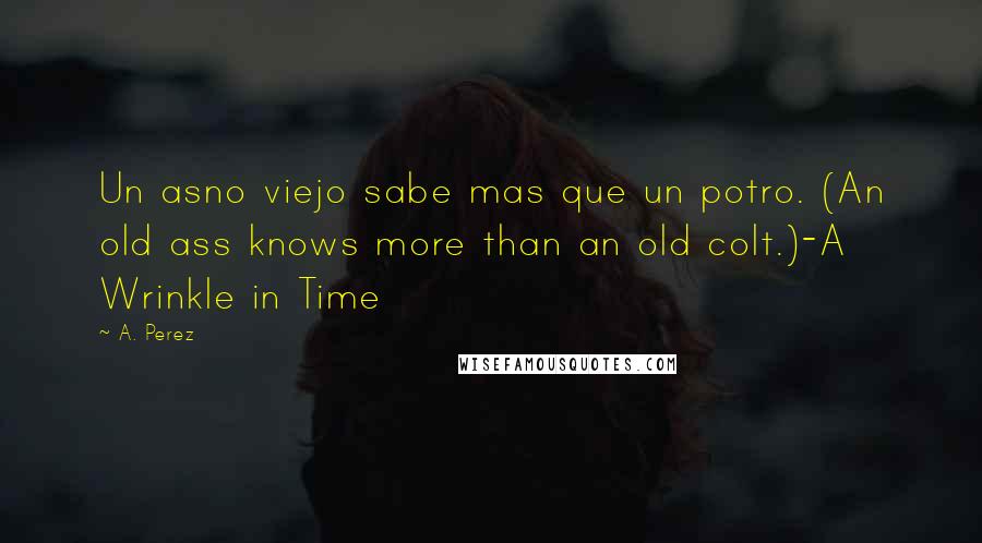 A. Perez Quotes: Un asno viejo sabe mas que un potro. (An old ass knows more than an old colt.)-A Wrinkle in Time