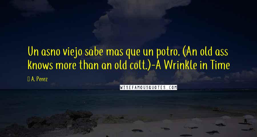 A. Perez Quotes: Un asno viejo sabe mas que un potro. (An old ass knows more than an old colt.)-A Wrinkle in Time