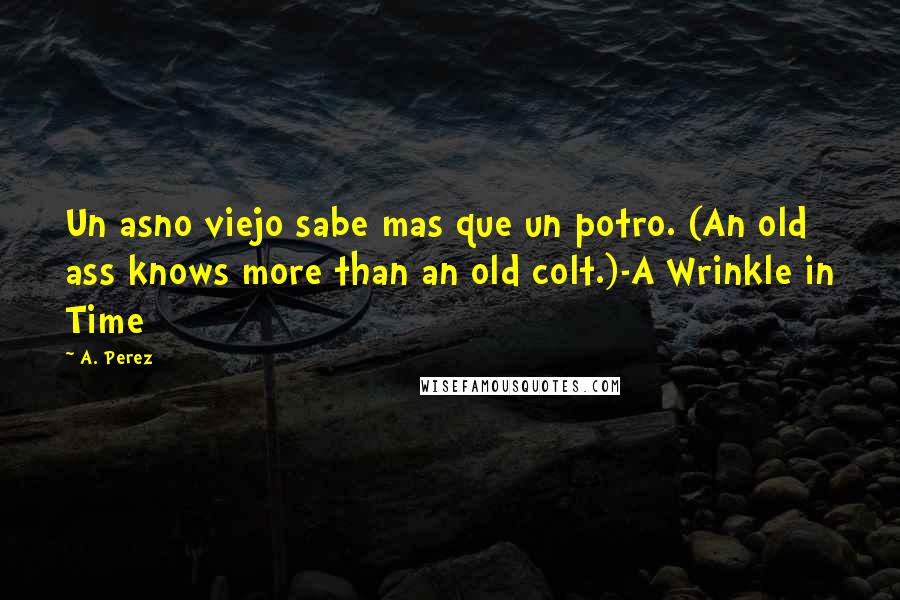 A. Perez Quotes: Un asno viejo sabe mas que un potro. (An old ass knows more than an old colt.)-A Wrinkle in Time