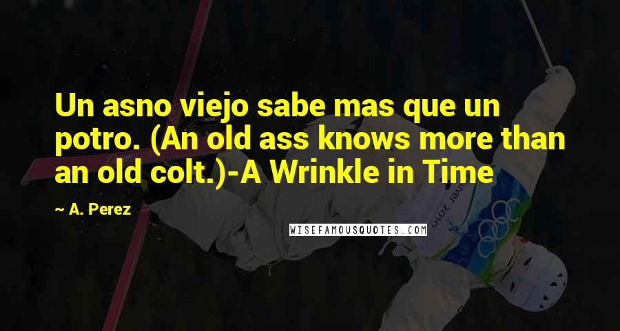 A. Perez Quotes: Un asno viejo sabe mas que un potro. (An old ass knows more than an old colt.)-A Wrinkle in Time