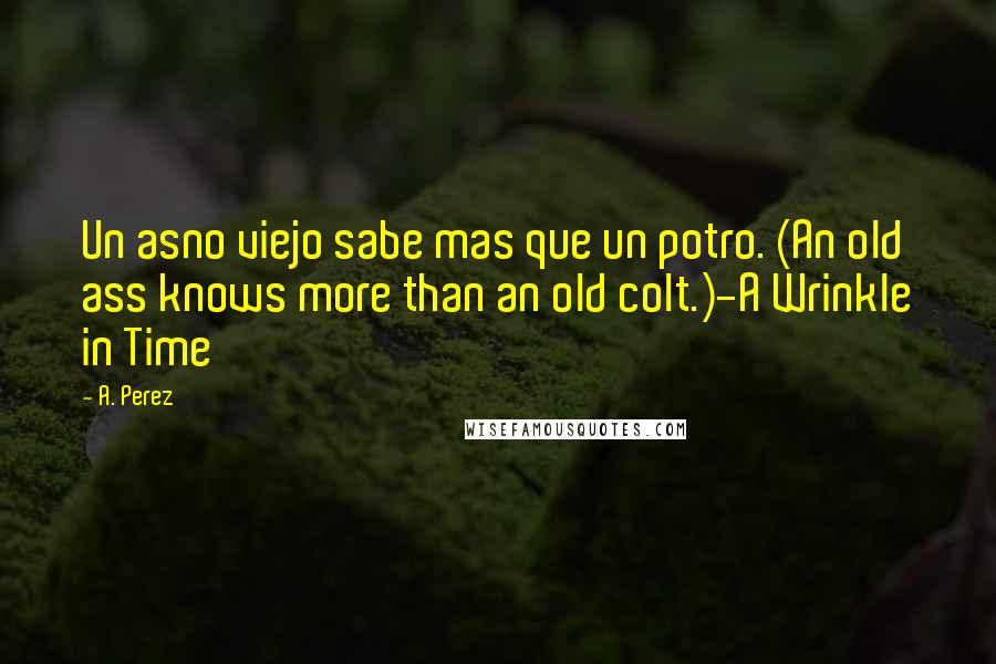 A. Perez Quotes: Un asno viejo sabe mas que un potro. (An old ass knows more than an old colt.)-A Wrinkle in Time