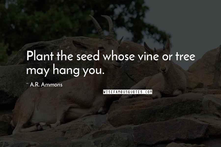 A.R. Ammons Quotes: Plant the seed whose vine or tree may hang you.
