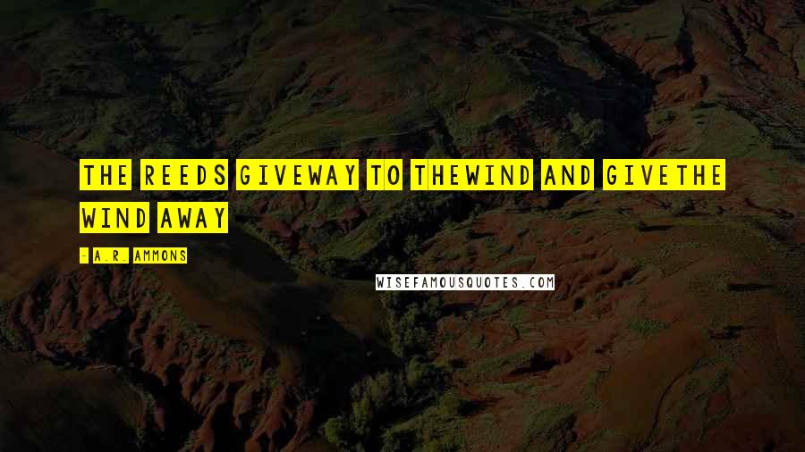 A.R. Ammons Quotes: The reeds giveway to thewind and givethe wind away