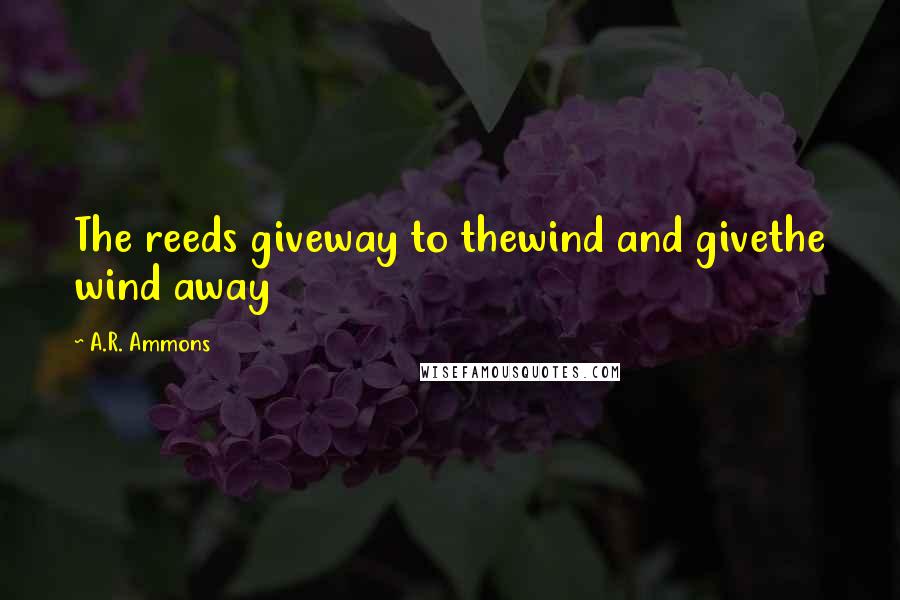 A.R. Ammons Quotes: The reeds giveway to thewind and givethe wind away