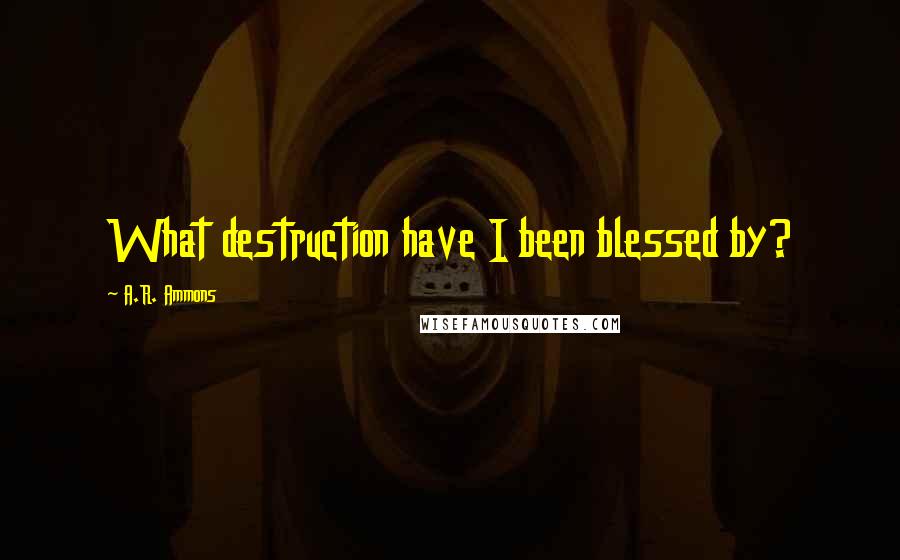 A.R. Ammons Quotes: What destruction have I been blessed by?