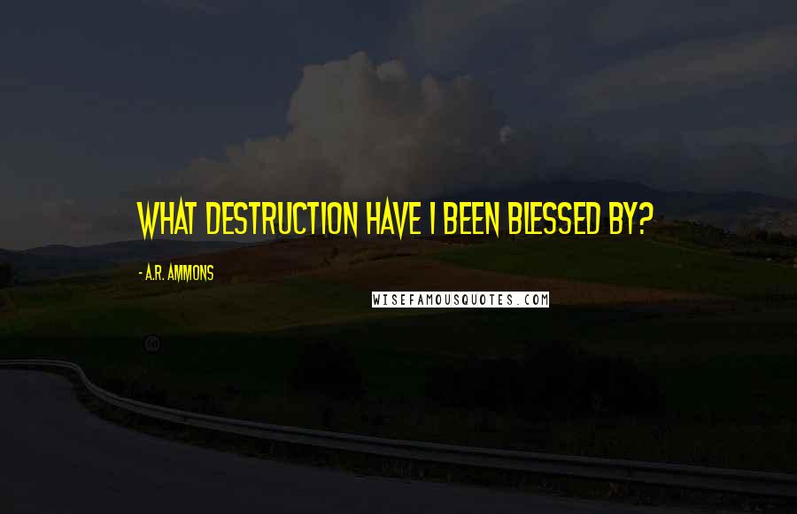 A.R. Ammons Quotes: What destruction have I been blessed by?