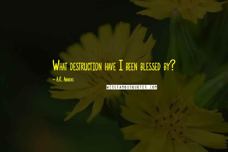 A.R. Ammons Quotes: What destruction have I been blessed by?