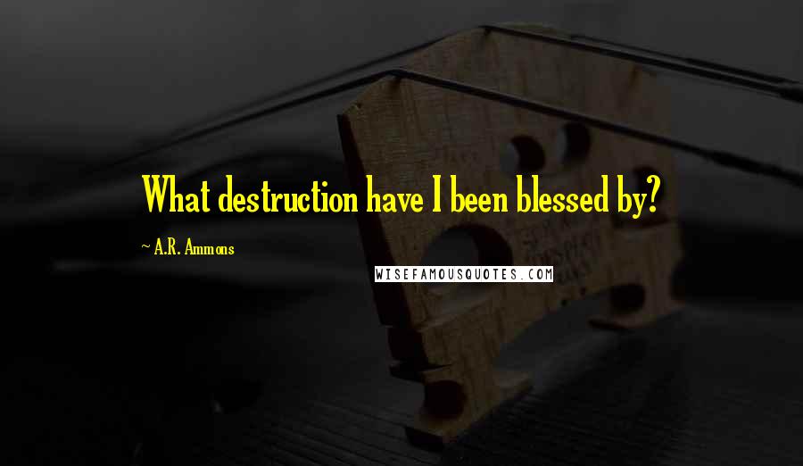 A.R. Ammons Quotes: What destruction have I been blessed by?