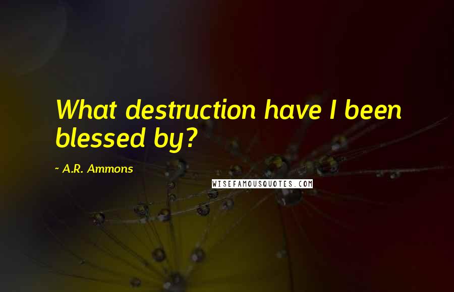 A.R. Ammons Quotes: What destruction have I been blessed by?