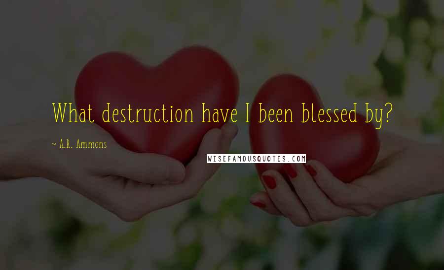 A.R. Ammons Quotes: What destruction have I been blessed by?