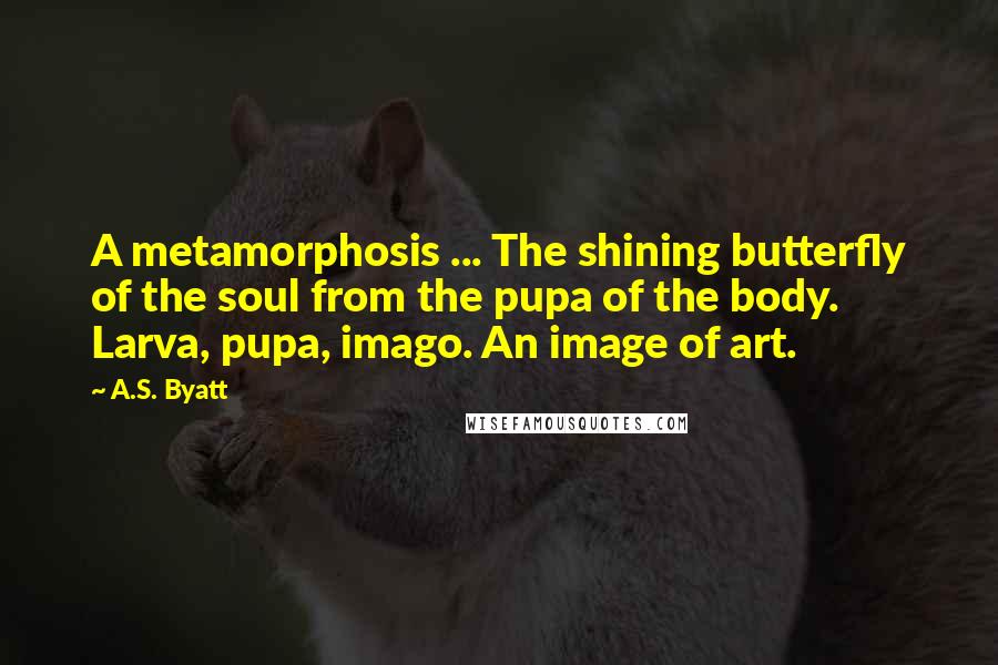 A.S. Byatt Quotes: A metamorphosis ... The shining butterfly of the soul from the pupa of the body. Larva, pupa, imago. An image of art.