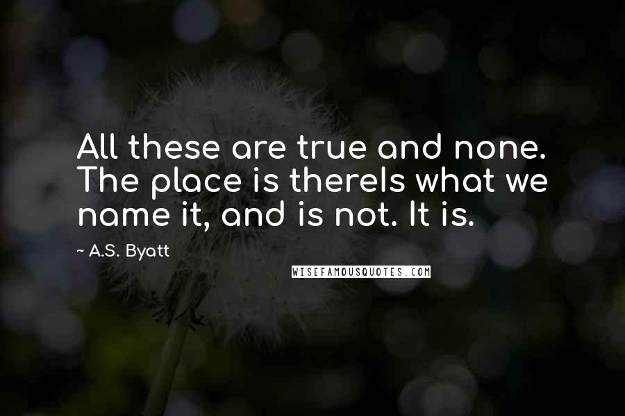 A.S. Byatt Quotes: All these are true and none. The place is thereIs what we name it, and is not. It is.