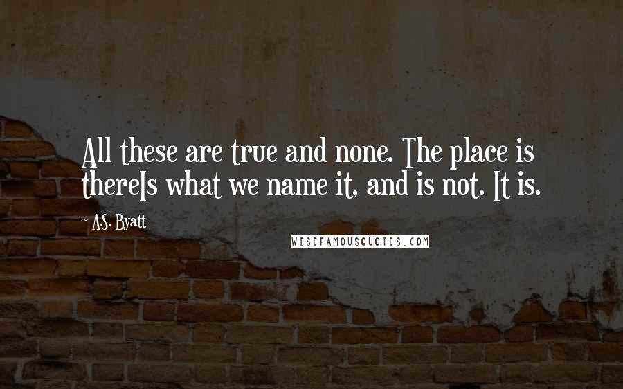 A.S. Byatt Quotes: All these are true and none. The place is thereIs what we name it, and is not. It is.
