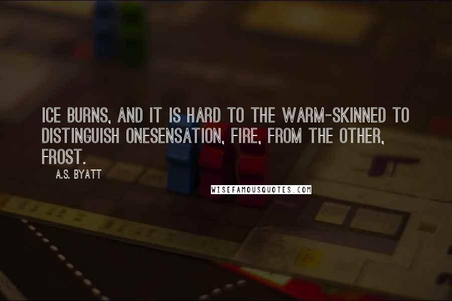 A.S. Byatt Quotes: Ice burns, and it is hard to the warm-skinned to distinguish onesensation, fire, from the other, frost.