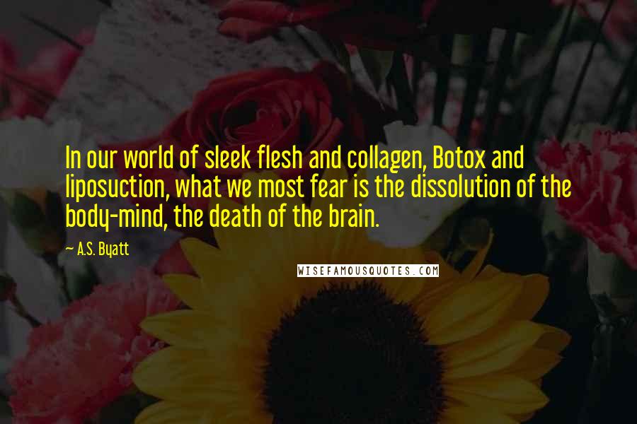 A.S. Byatt Quotes: In our world of sleek flesh and collagen, Botox and liposuction, what we most fear is the dissolution of the body-mind, the death of the brain.