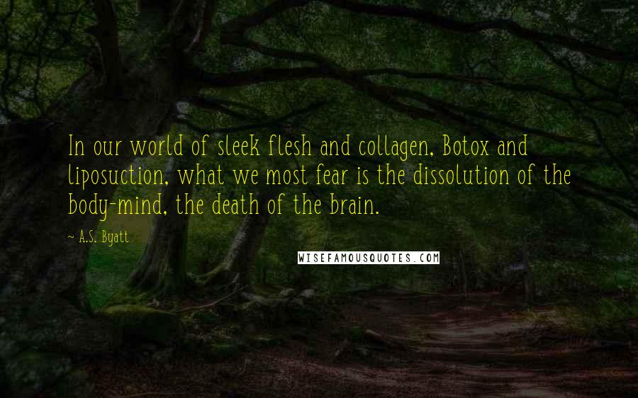 A.S. Byatt Quotes: In our world of sleek flesh and collagen, Botox and liposuction, what we most fear is the dissolution of the body-mind, the death of the brain.
